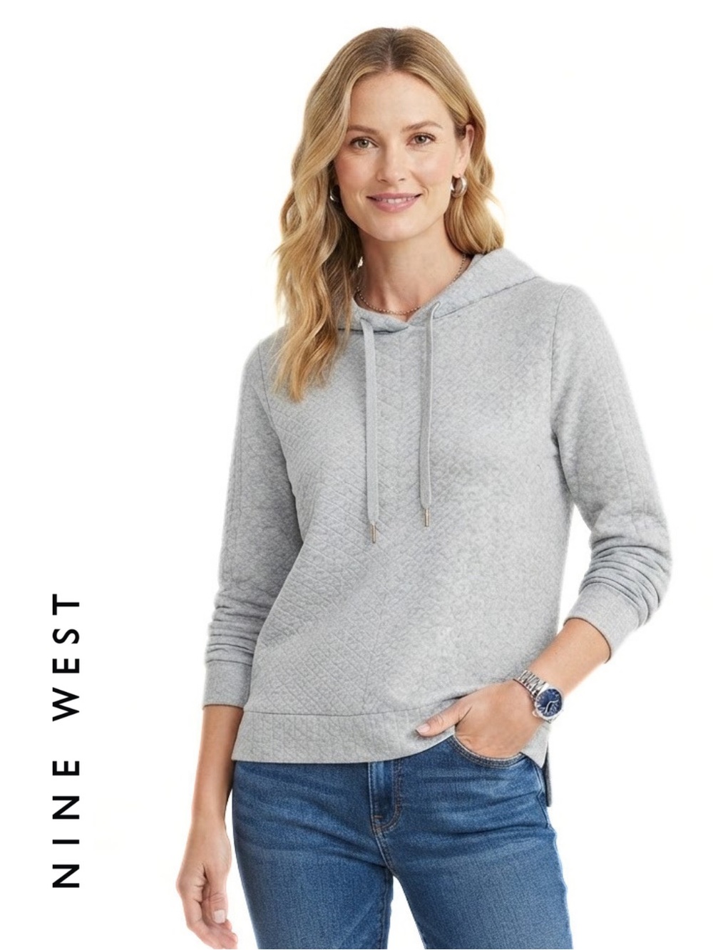 Textured Sweater
Nine West • Women’s Diagonal Ribbed Pullover Hoodie